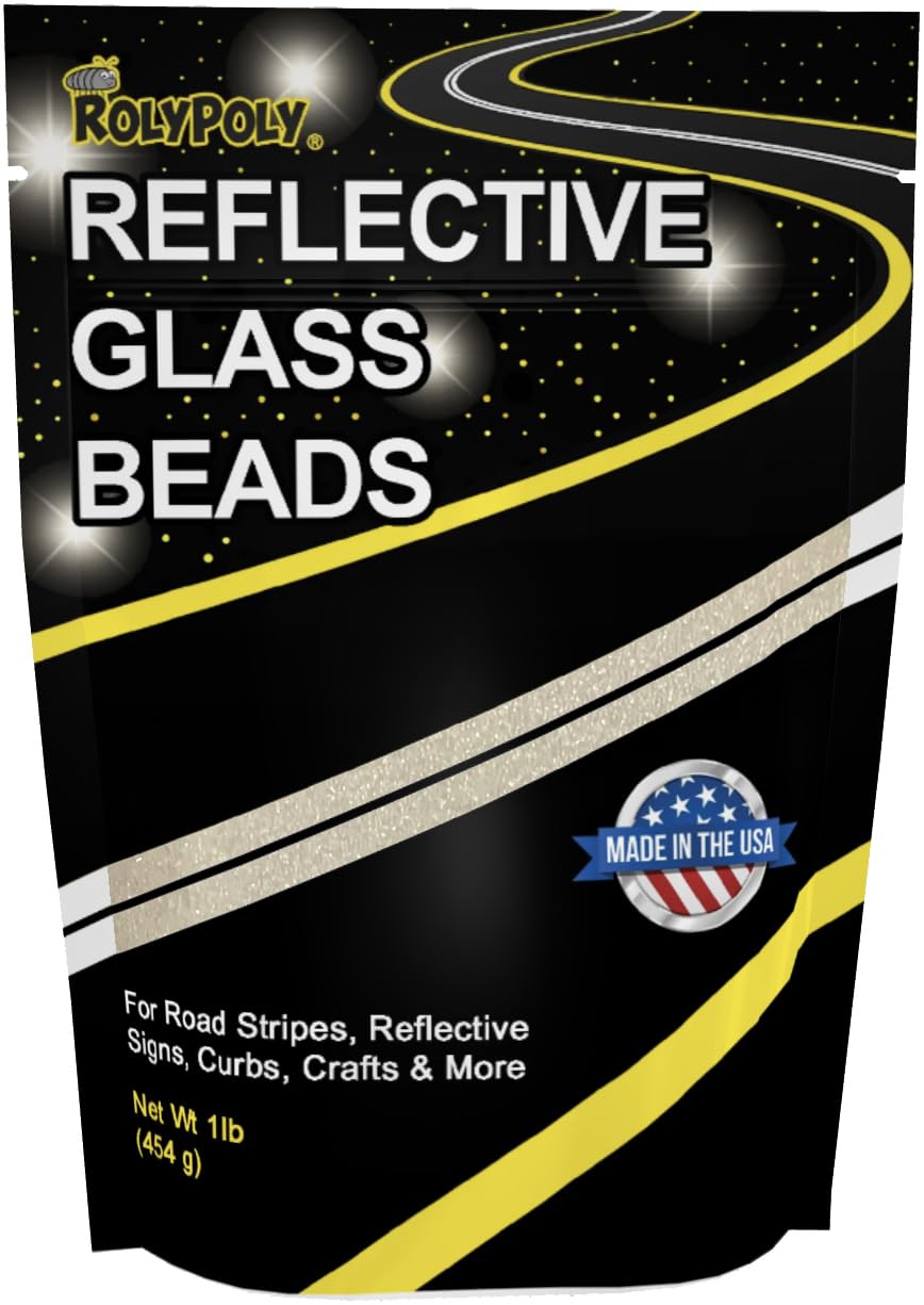 Reflective Glass Beads for Traffic Paint, Road Marking, Curb Paint, Pavement Striping, Parking Lots, Crosswalks, Driveways, Airports, Traffic Signs, Painting, Arts & Crafts (1 LB Bag)