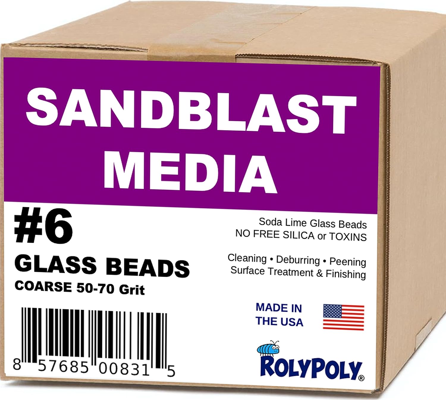 Sandblasting Media Glass Beads #6 (10 LBS) Coarse 50-70 Grit for Sandblaster Abrasive, Blasting Gun, Sand Blast Cabinet